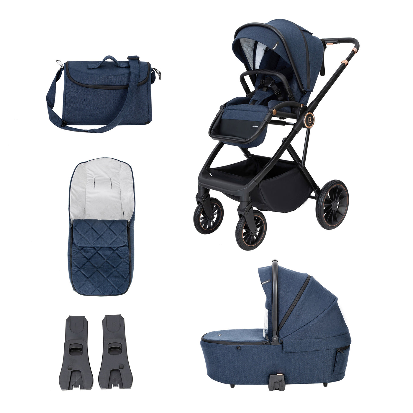 Chia Pram Pushchair-Pushchairs & Prams-Babymore-Midnight Blue-Yes Bebe