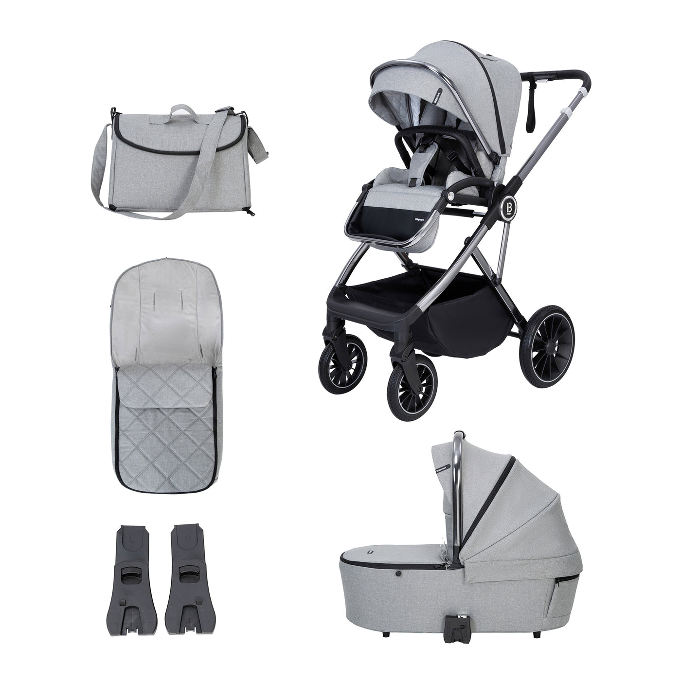 Chia Pram Pushchair-Pushchairs & Prams-Babymore-Pearl Grey-Yes Bebe