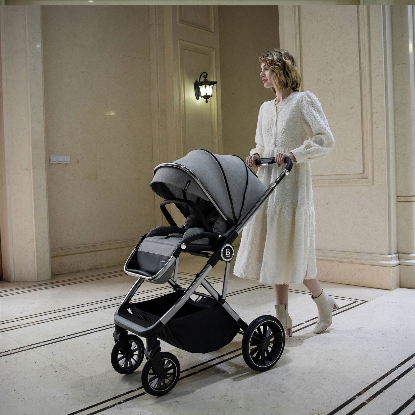 Chia Pram Pushchair-Pushchairs & Prams-Babymore-Pearl Grey-Yes Bebe