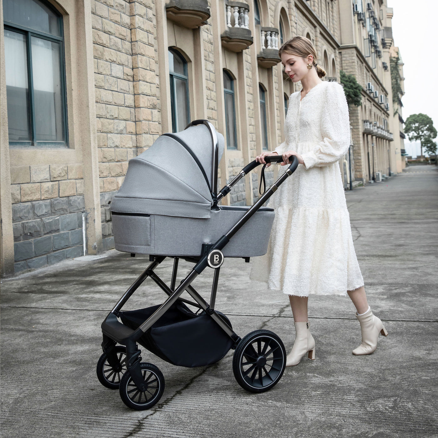 Chia Pram Pushchair-Pushchairs & Prams-Babymore-Pearl Grey-Yes Bebe