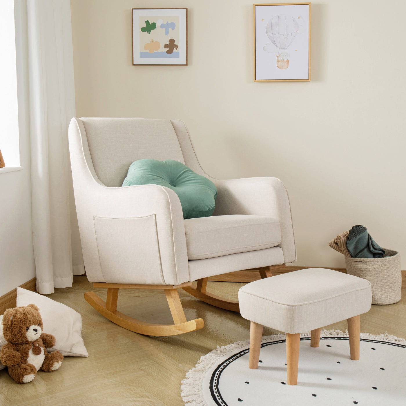 Ida Nursing Chair with Stool-Nursing Chair-Babymore-Ivory-Yes Bebe