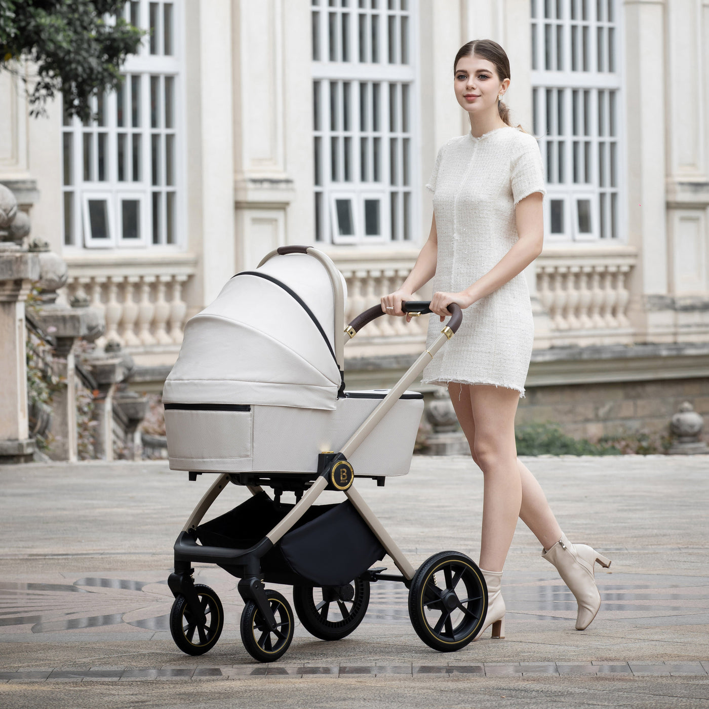 Kai Pram Pushchair-Pushchairs & Prams-Babymore-Sandstone-Yes Bebe