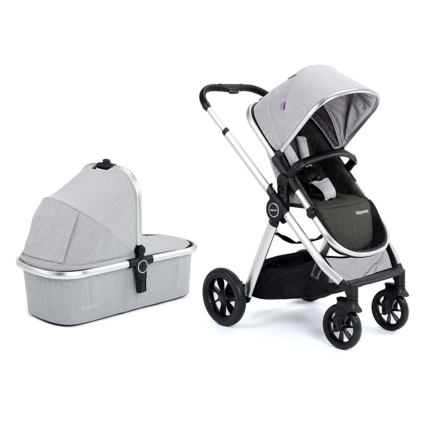 Memore V2 Pram Pushchair 11 Piece – Silver-Pushchair-Babymore-Yes Bebe