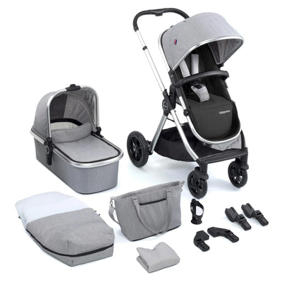 Memore V2 Pram Pushchair 11 Piece – Silver-Pushchair-Babymore-Yes Bebe