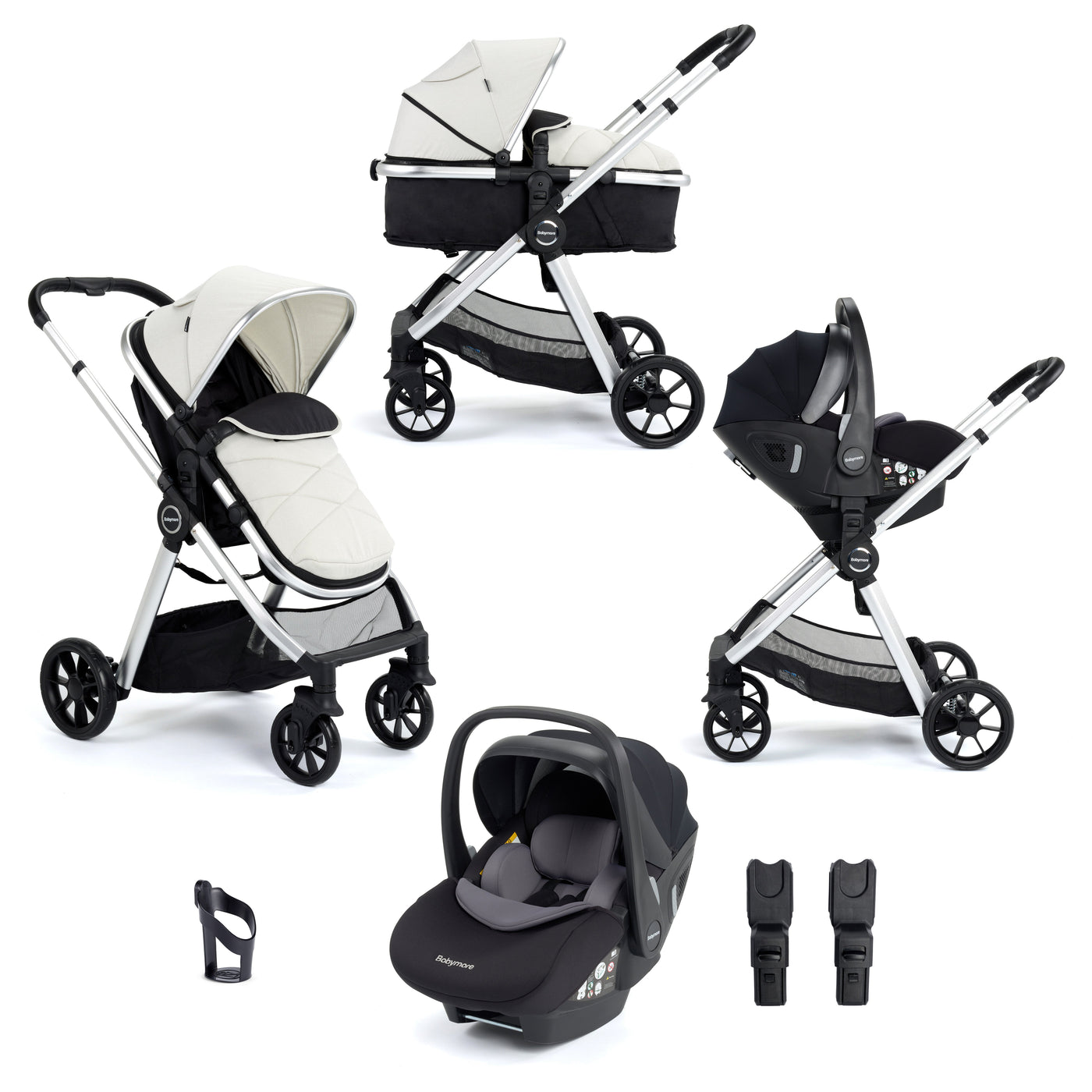 Mimi Travel System with Coco Car Seat-Travel System-Babymore-Silver-Yes Bebe