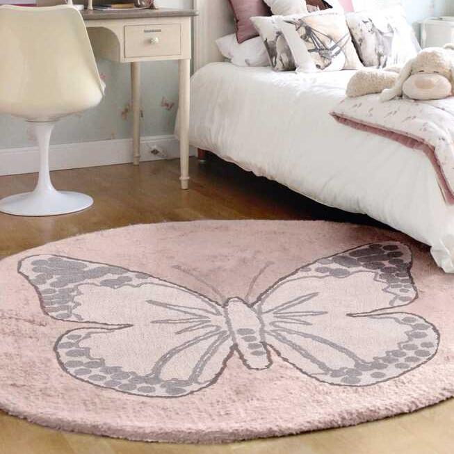 Butterfly Washable Rug Vintage Nude