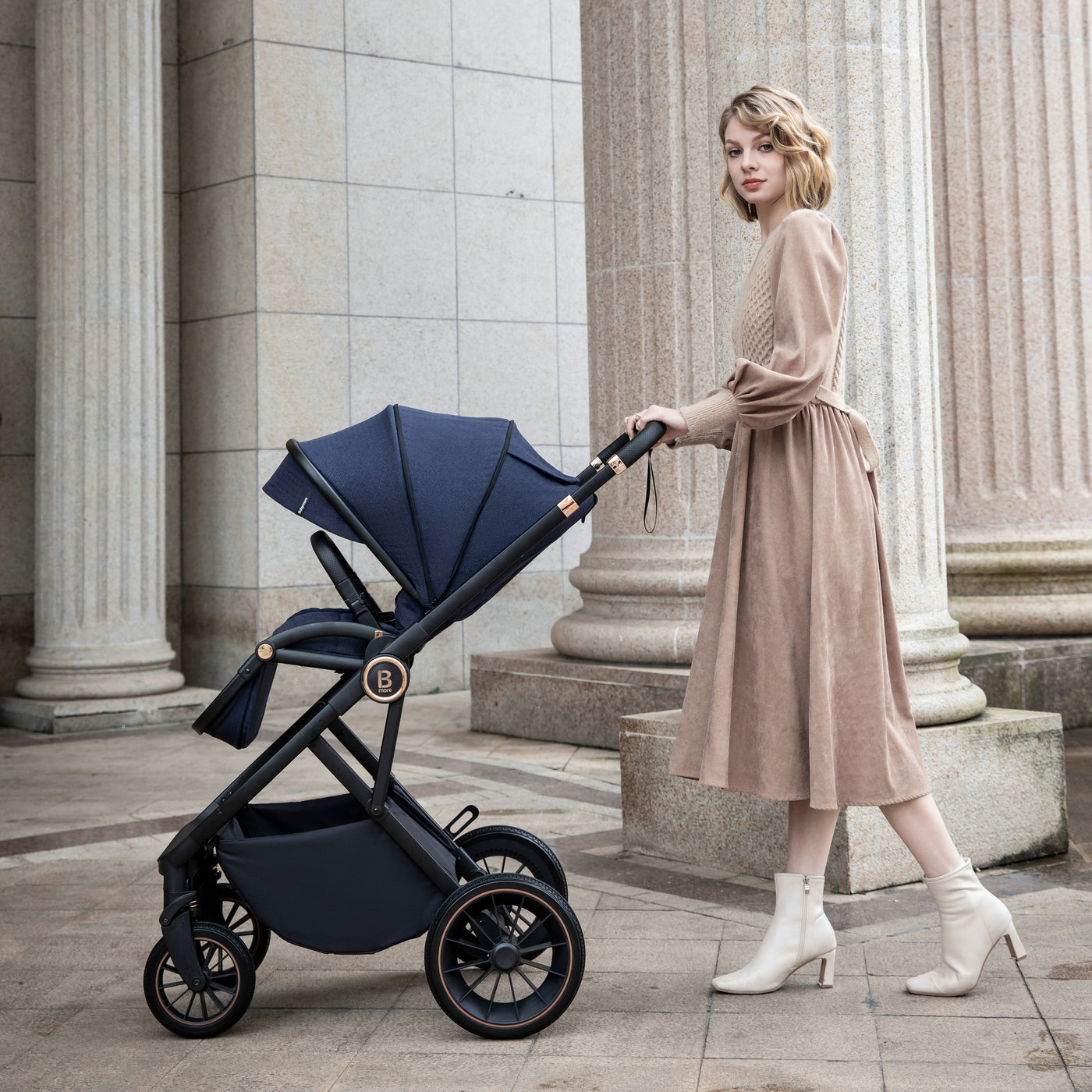 Chia Travel System Pecan with Base-Midnight Blue