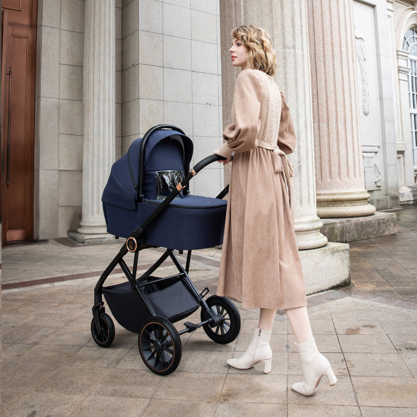 Chia Travel System Pecan with Base-Midnight Blue