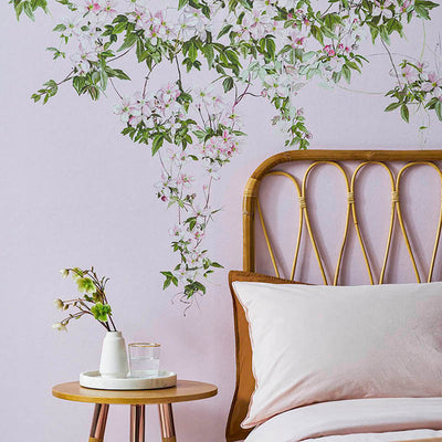 Classic Clematis Mural Wallpaper - Pink