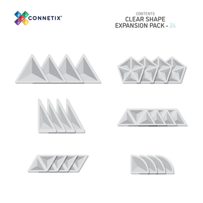 Magnetic Tiles Clear Shape Expansion Pack - 24 Pieces-Magnetic Tiles-Connetix-Yes Bebe