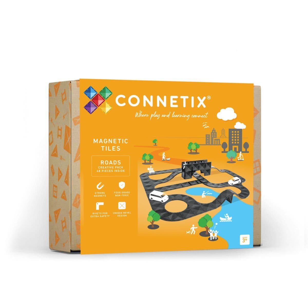 Magnetic Tiles Creative Roads Pack - 48 Pieces-Magnetic Tiles-Connetix-Yes Bebe