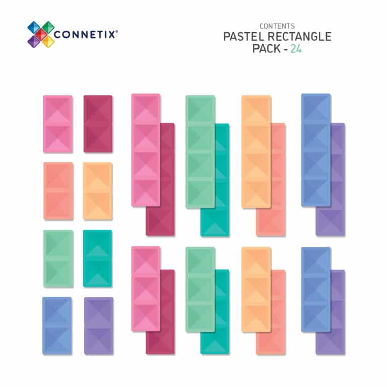 Magnetic Tiles Pastel Rectangle Pack - 24 Pieces-Magnetic Tiles-Connetix-Yes Bebe