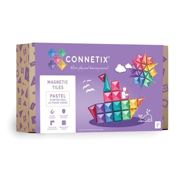 Magnetic Tiles Pastel Starter Pack - 64 Pieces-Magnetic Tiles-Connetix-Yes Bebe