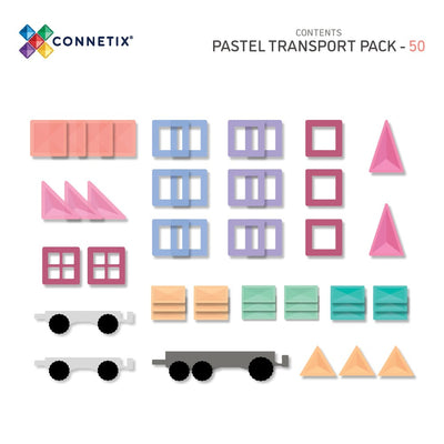 Magnetic Tiles Pastel Transport Pack - 50 Pieces-Magnetic Tiles-Connetix-Yes Bebe