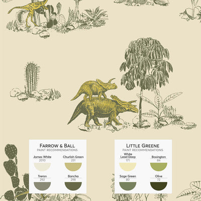 Classic Dino Wallpaper - Yellow Green