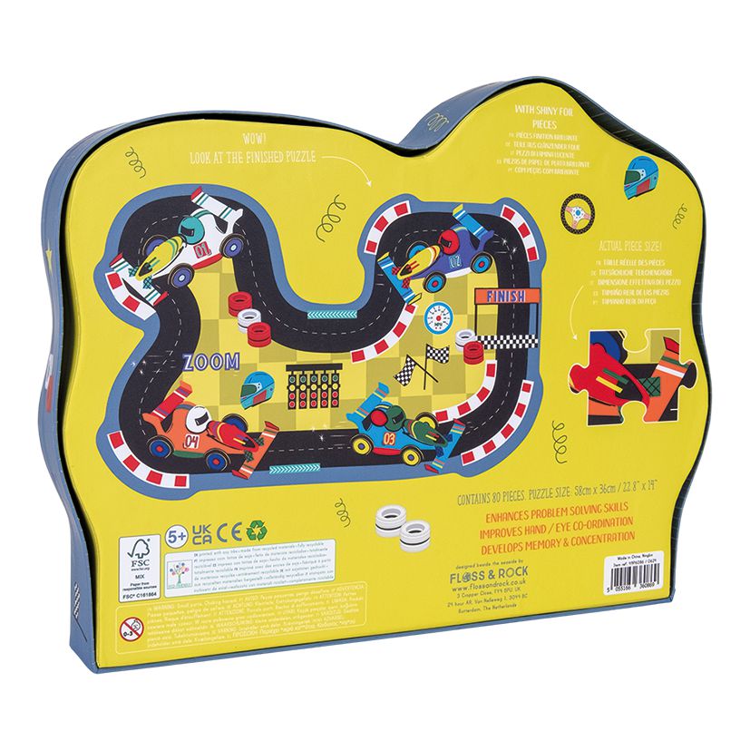 80 Piece Shaped Jigsaw In Shaped Box - Cars-80 piece puzzle-Floss & Rock-Yes Bebe