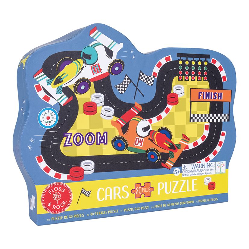 80 Piece Shaped Jigsaw In Shaped Box - Cars-80 piece puzzle-Floss & Rock-Yes Bebe