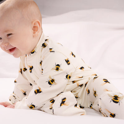 Bee Print Cotton Sleepsuit-Sleepsuit-Fred & Noah-Yes Bebe