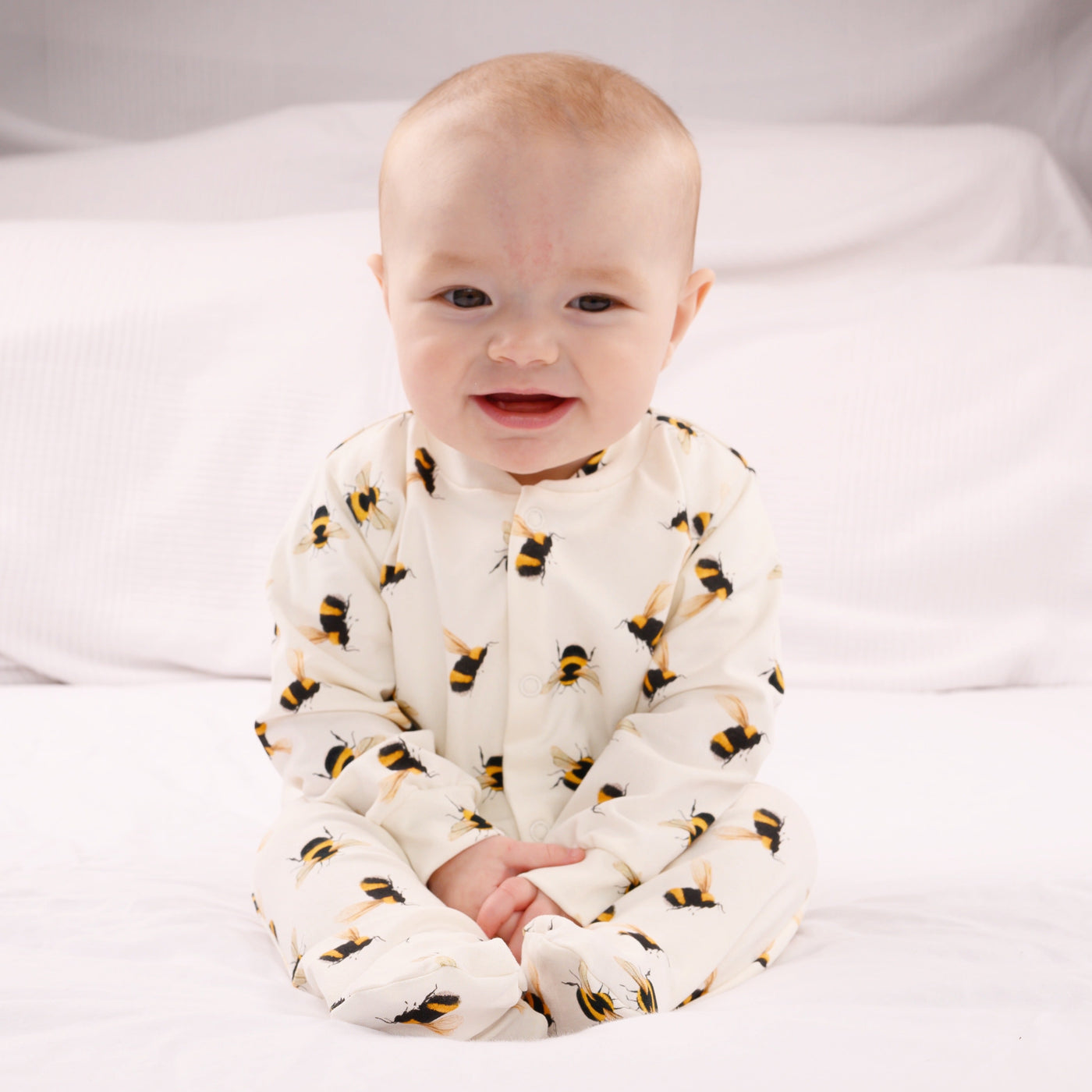 Bee Print Cotton Sleepsuit-Sleepsuit-Fred & Noah-Yes Bebe