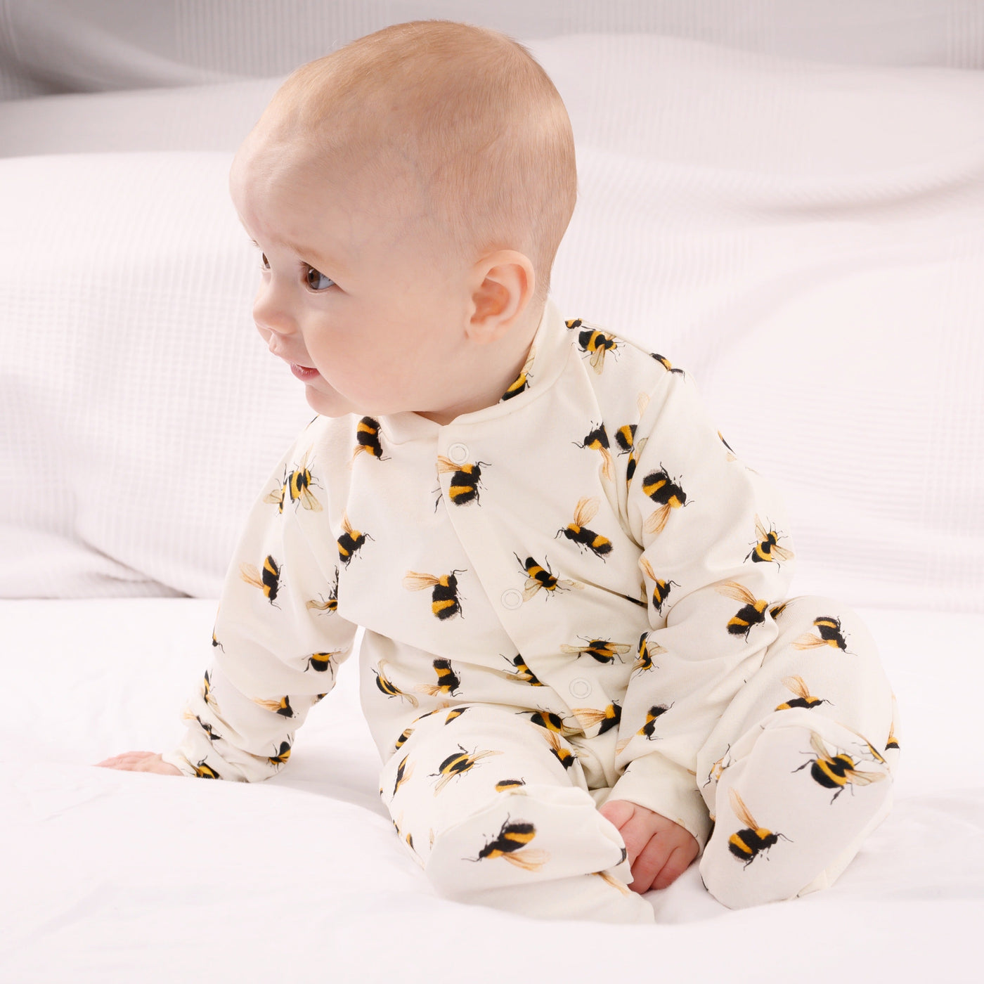 Bee Print Cotton Sleepsuit-Sleepsuit-Fred & Noah-Yes Bebe