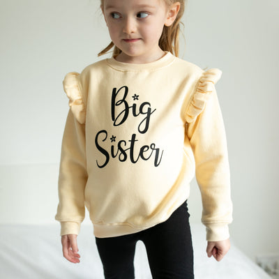 Big Sister Frill Sleeve Sweatshirt-Fred & Noah-6-12 M-Yes Bebe