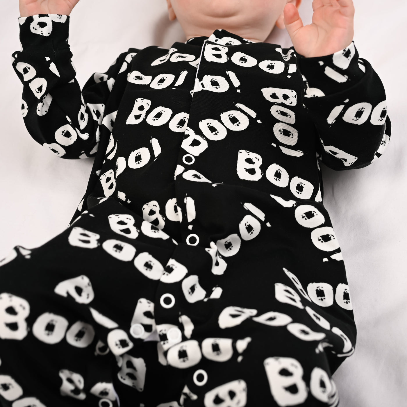 Boo Print Cotton Sleepsuit-Sleepsuit-Fred & Noah-Yes Bebe