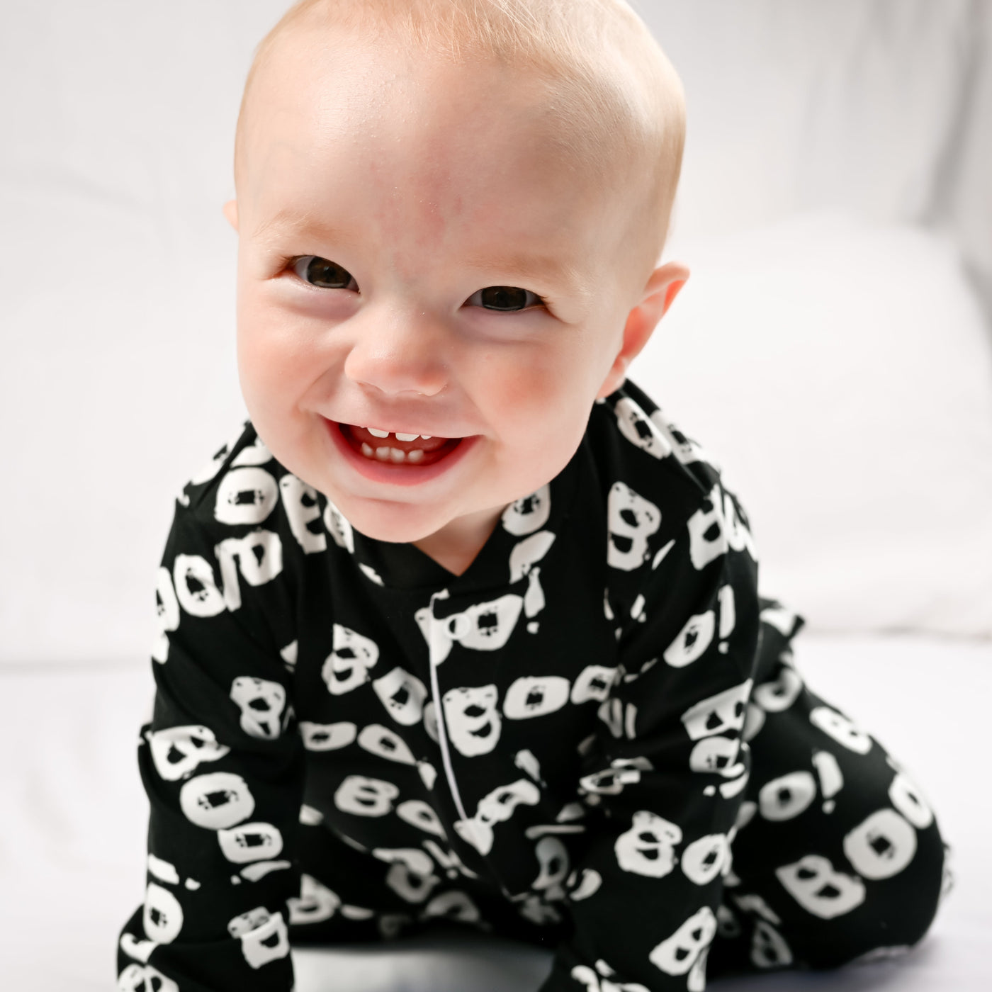 Boo Print Cotton Sleepsuit-Sleepsuit-Fred & Noah-Yes Bebe