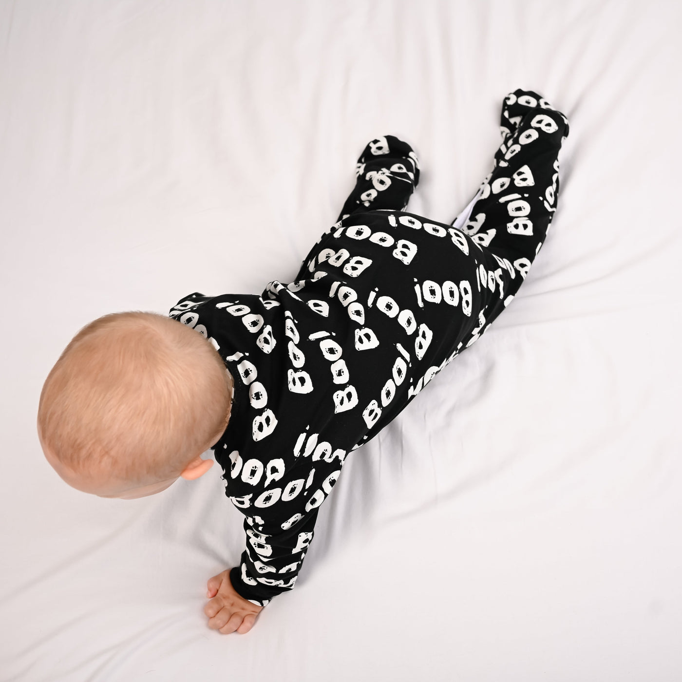 Boo Print Cotton Sleepsuit-Sleepsuit-Fred & Noah-Yes Bebe