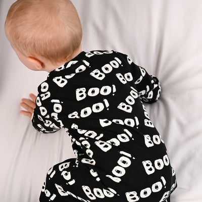 Boo Print Cotton Sleepsuit-Sleepsuit-Fred & Noah-Yes Bebe