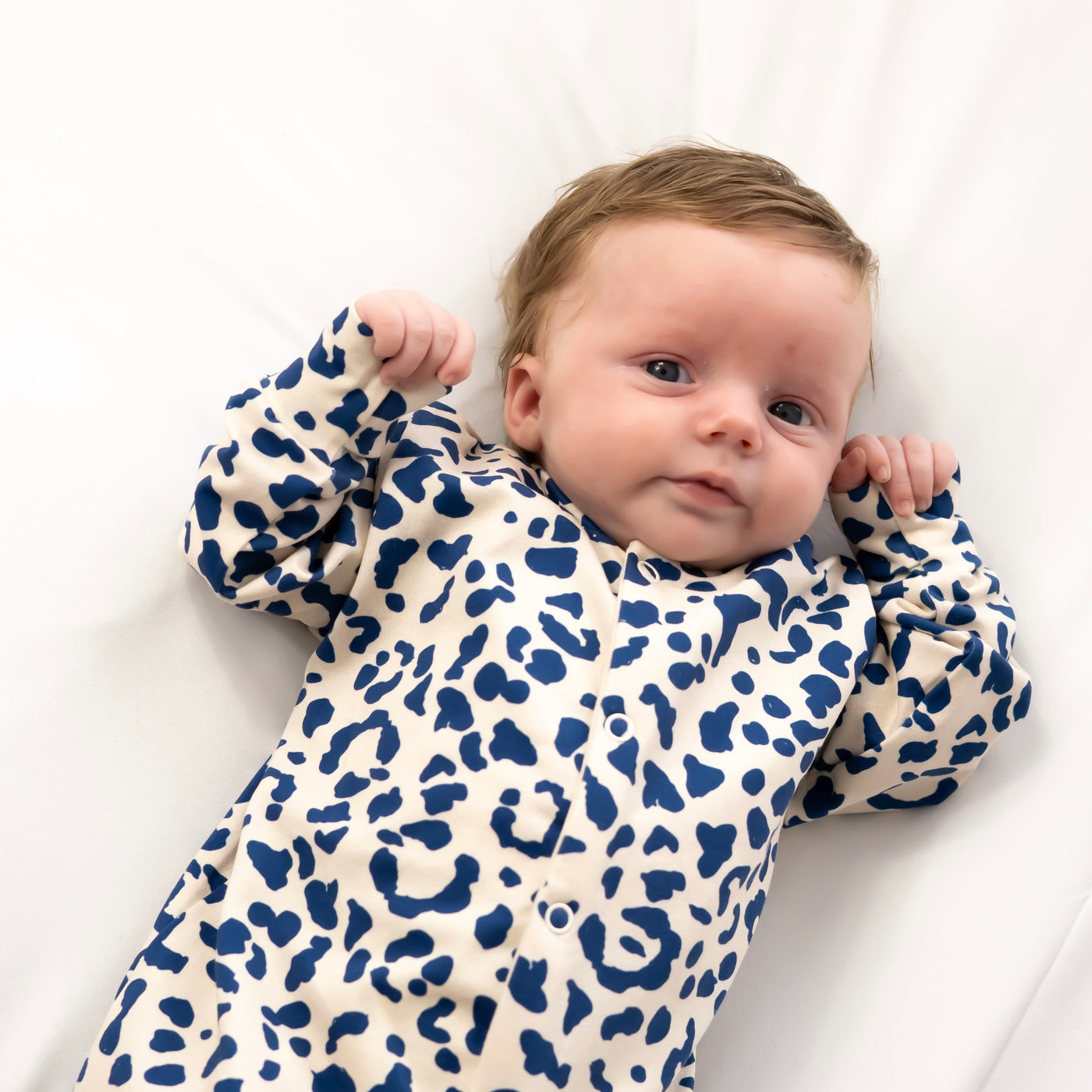 COMING SOON Blue Leopard Print Cotton Sleepsuit-Sleepsuit-Fred & Noah-Yes Bebe