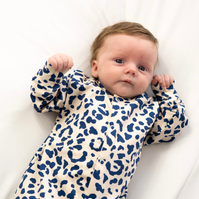 COMING SOON Blue Leopard Print Cotton Sleepsuit-Sleepsuit-Fred & Noah-Yes Bebe