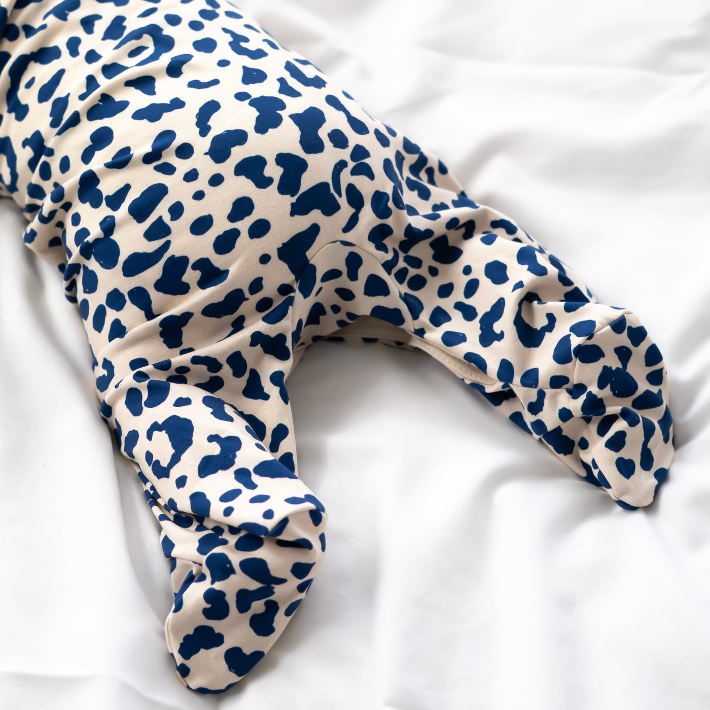 COMING SOON Blue Leopard Print Cotton Sleepsuit-Sleepsuit-Fred & Noah-Yes Bebe