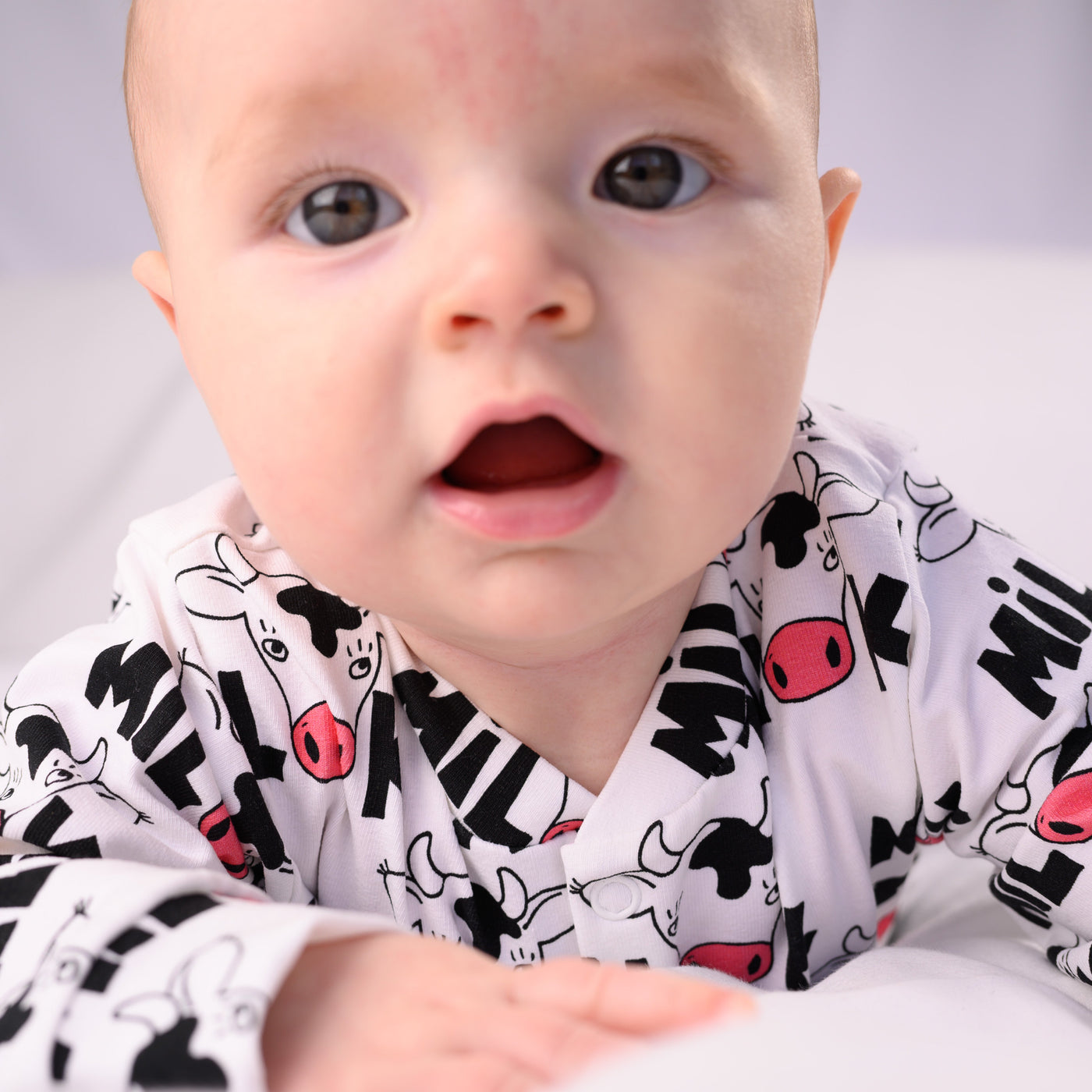 Cows Milk Print Cotton Sleepsuit-Sleepsuit-Fred & Noah-Yes Bebe