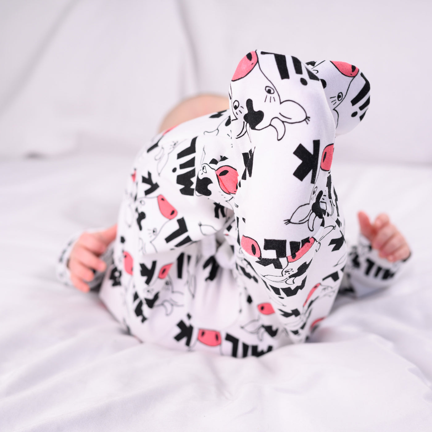 Cows Milk Print Cotton Sleepsuit-Sleepsuit-Fred & Noah-Yes Bebe