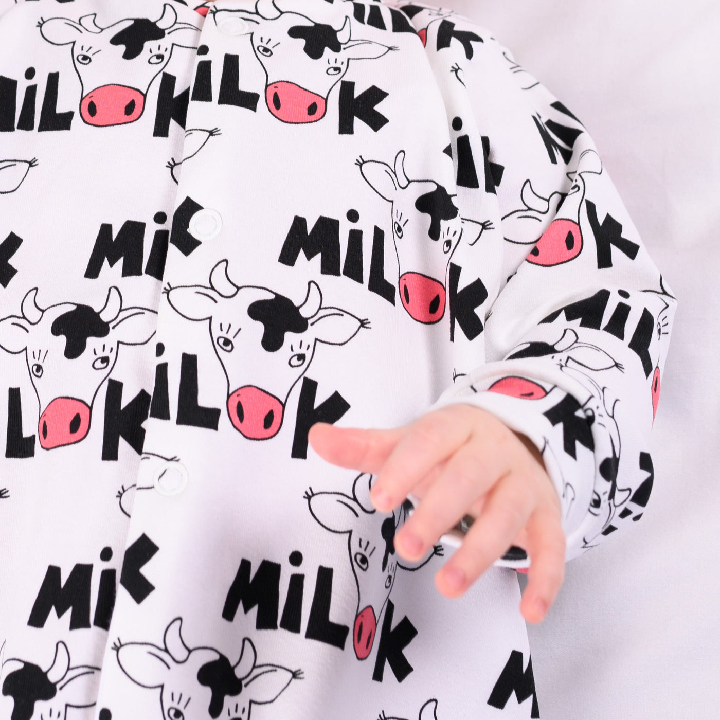 Cows Milk Print Cotton Sleepsuit-Sleepsuit-Fred & Noah-Yes Bebe