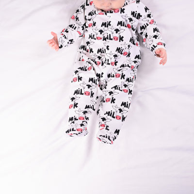 Cows Milk Print Cotton Sleepsuit-Sleepsuit-Fred & Noah-18-24 M-Yes Bebe