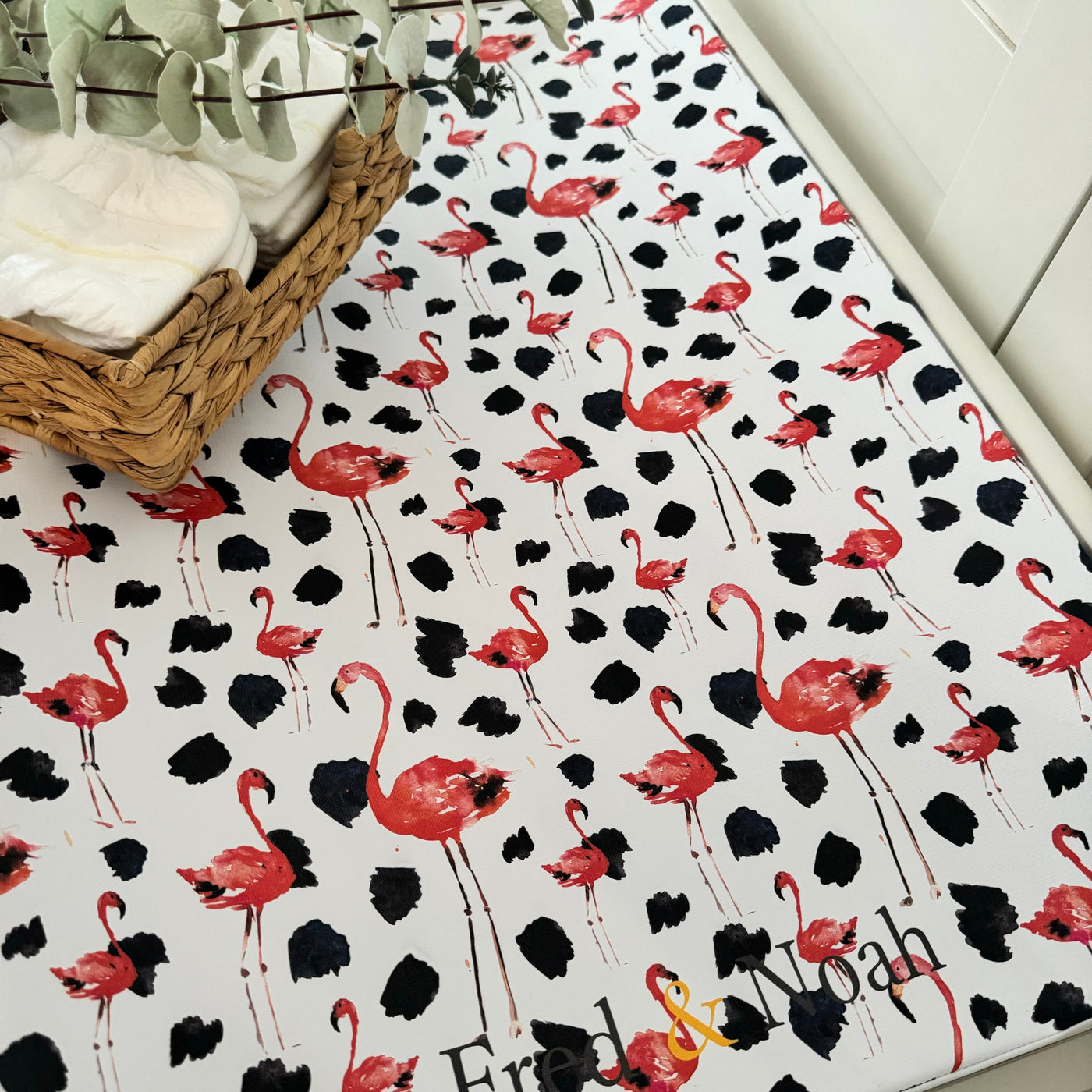 Dotty Flamingo Changing Mat-Changing mat-Fred & Noah-Wedge changing mat-Yes Bebe