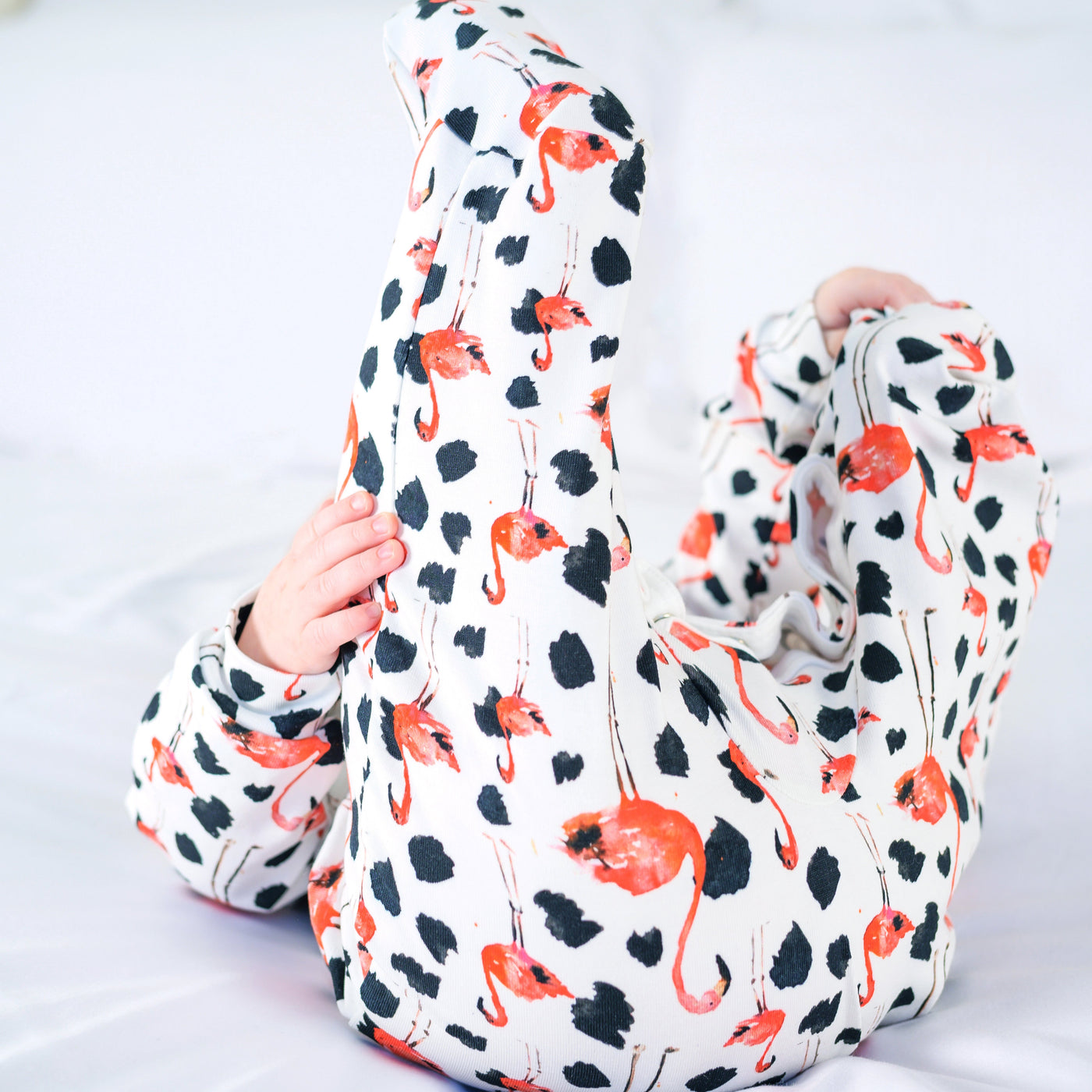 Dotty Flamingo Print Sleepsuit-Sleepsuit-Fred & Noah-Yes Bebe