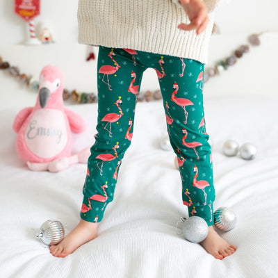 Festive Flamingo Leggings-Leggings-Fred & Noah-Yes Bebe