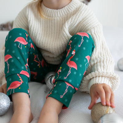 Festive Flamingo Leggings-Leggings-Fred & Noah-Yes Bebe