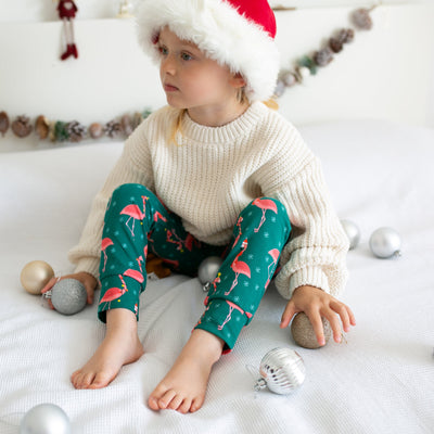 Festive Flamingo Leggings-Leggings-Fred & Noah-Yes Bebe