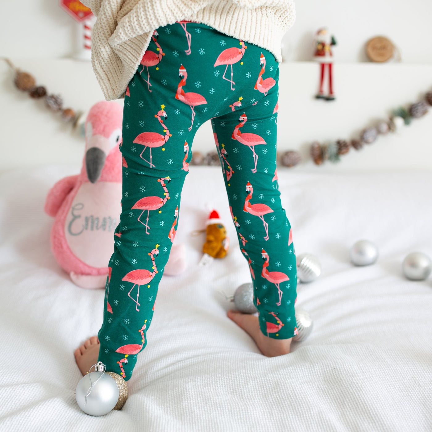 Festive Flamingo Leggings-Leggings-Fred & Noah-Yes Bebe