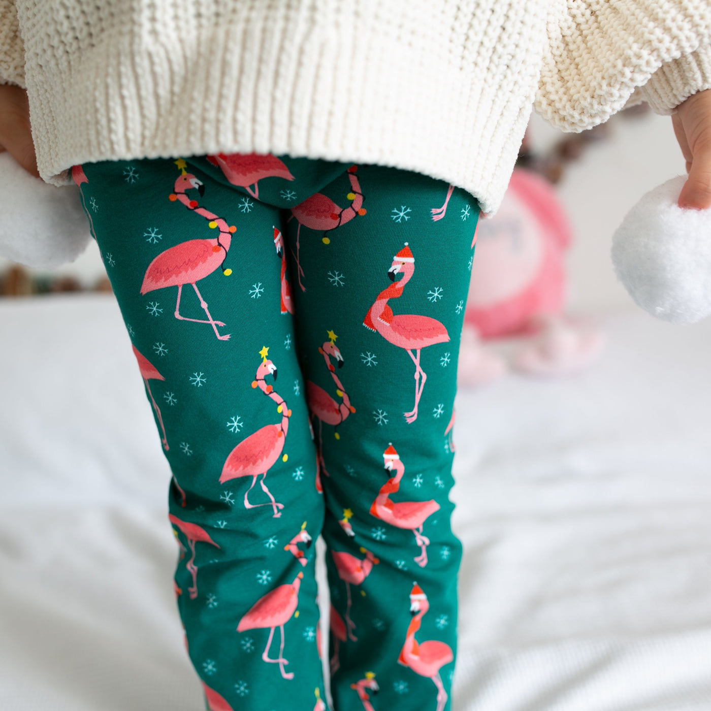 Festive Flamingo Leggings-Leggings-Fred & Noah-Yes Bebe