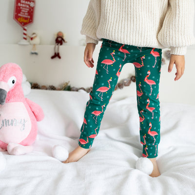 Festive Flamingo Leggings-Leggings-Fred & Noah-Yes Bebe