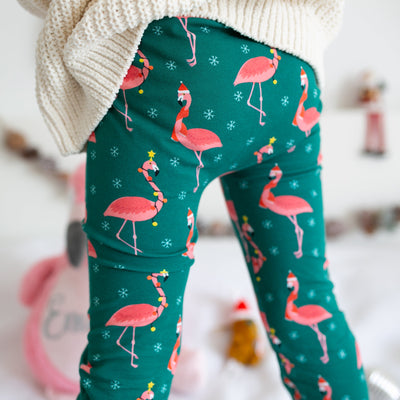 Festive Flamingo Leggings-Leggings-Fred & Noah-Yes Bebe