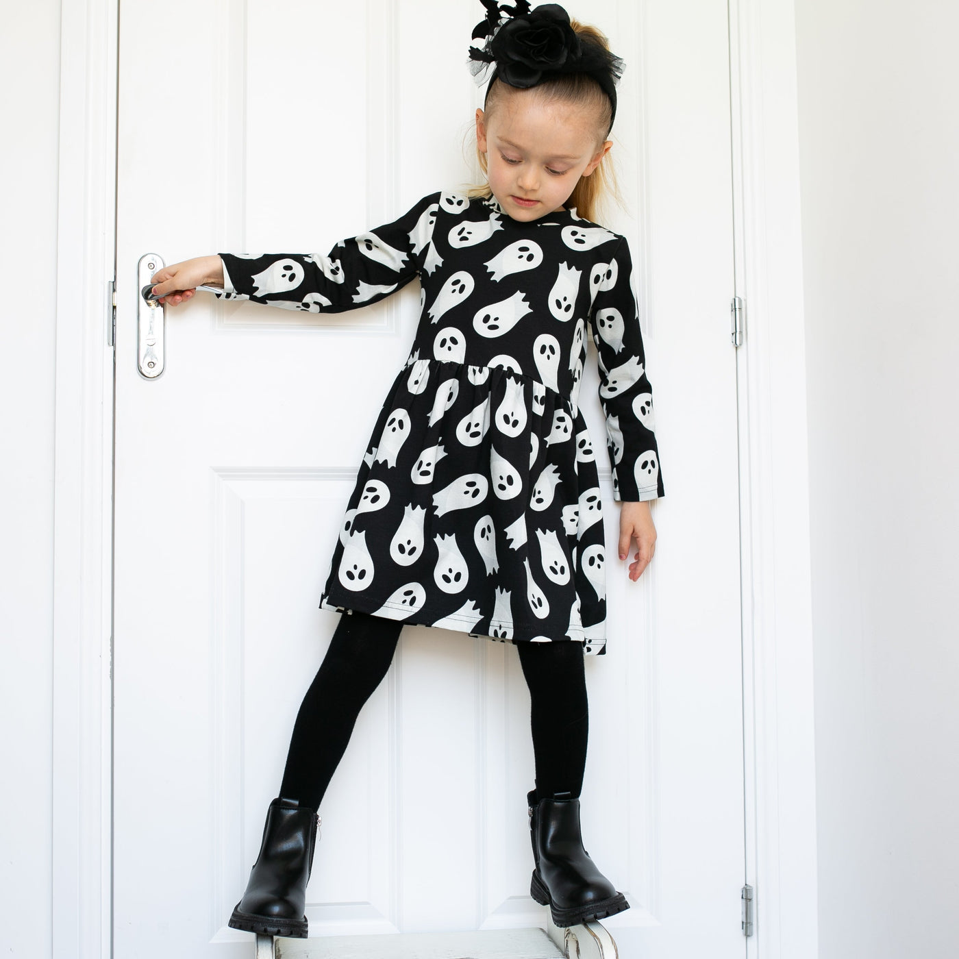 Ghost Print Dress-Dresses-Fred & Noah-1-2 Y-Yes Bebe