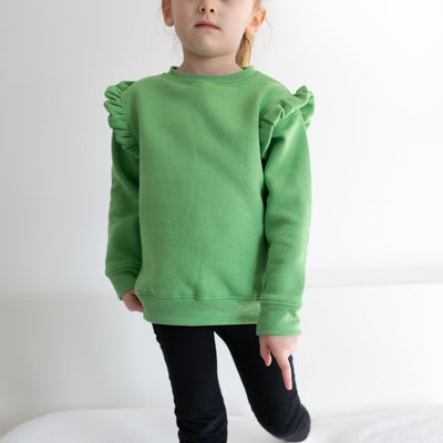 Green Frill Sleeve Sweatshirt-Jumpers-Fred & Noah-Yes Bebe