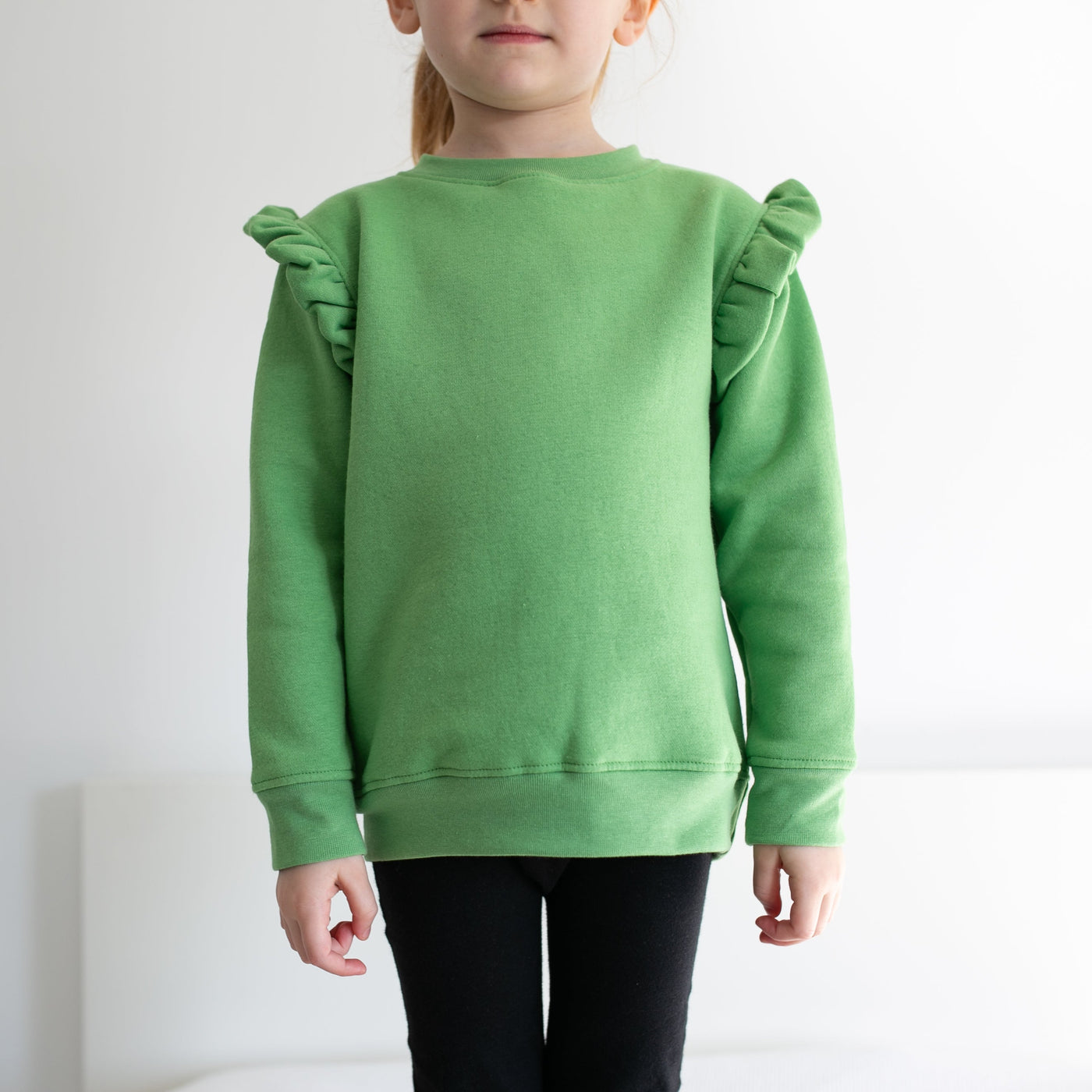 Green Frill Sleeve Sweatshirt-Jumpers-Fred & Noah-Yes Bebe