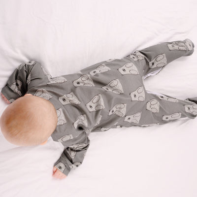 Grey Bear Cotton Sleepsuit-Sleepsuit-Fred & Noah-Newborn-Yes Bebe