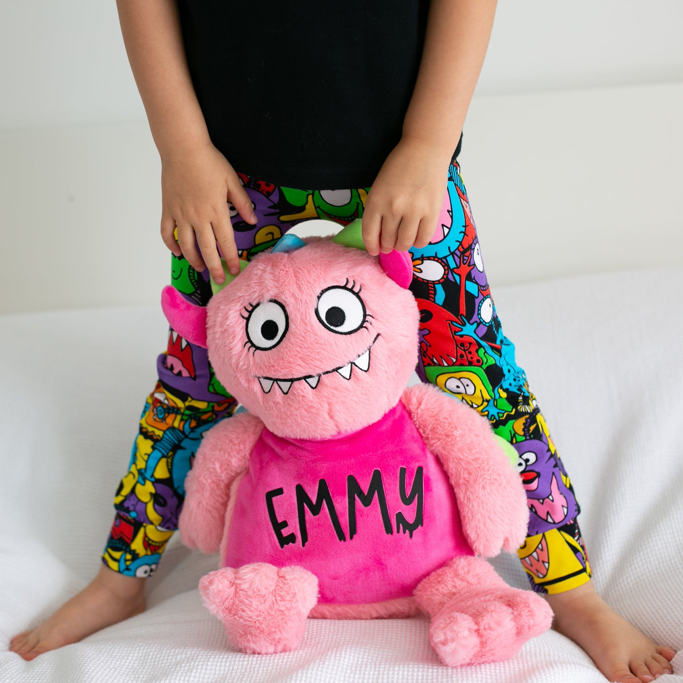 Large Personalised Pink Monster Teddy-Fred & Noah-Yes Bebe